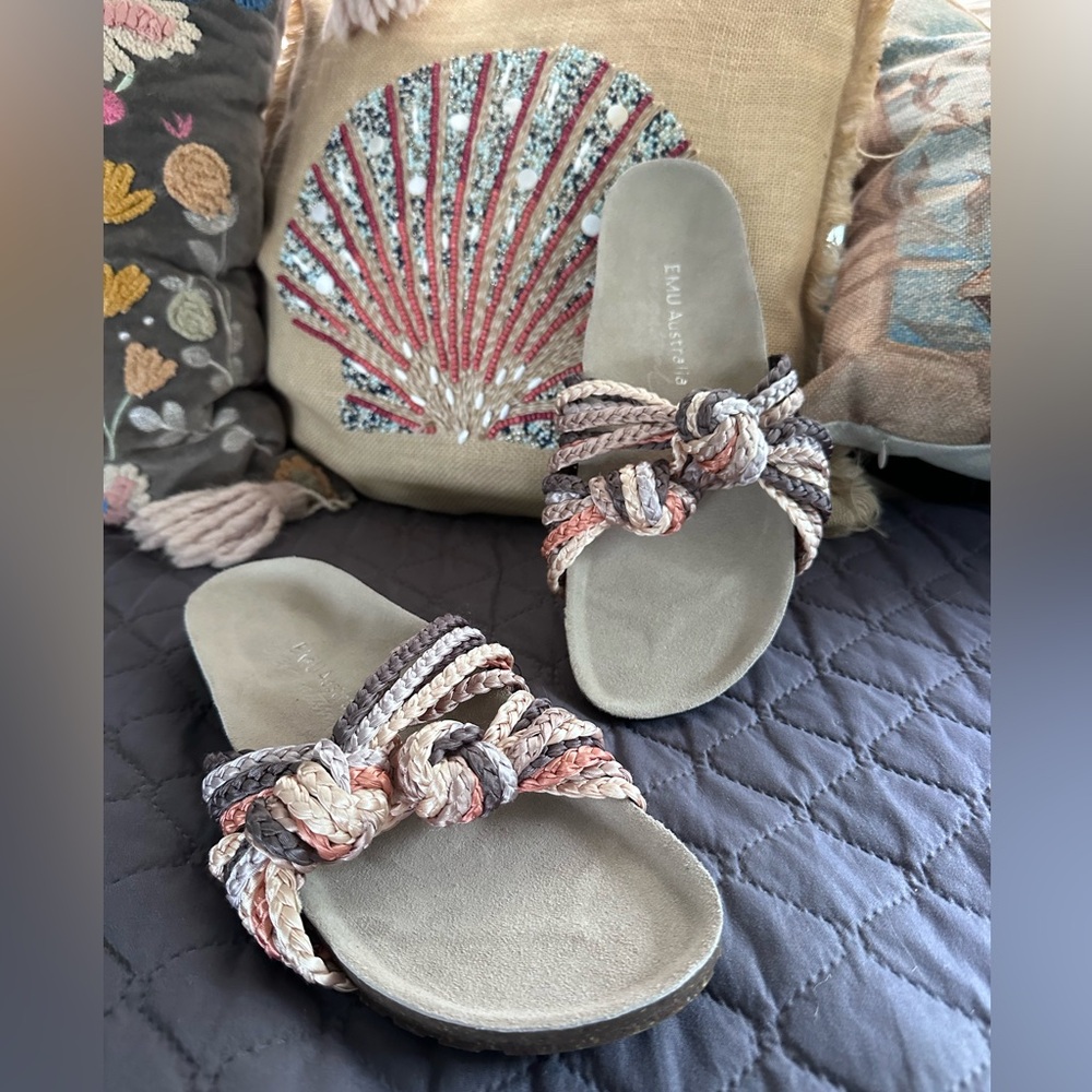 NWT Emu Australia Zebedee Sandals Size 11 Ever Natural Cork‎ Slides Flats Shoes